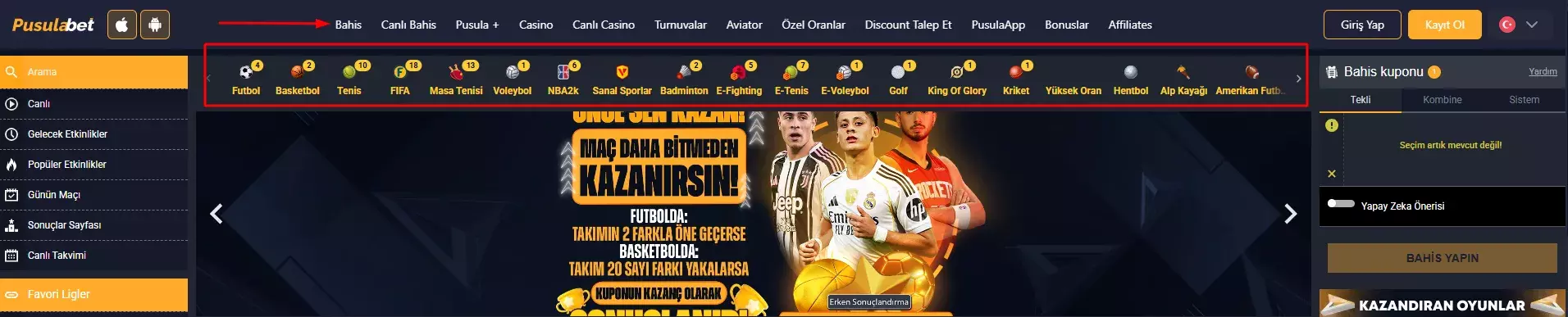 Desteklenen Spor Dalları